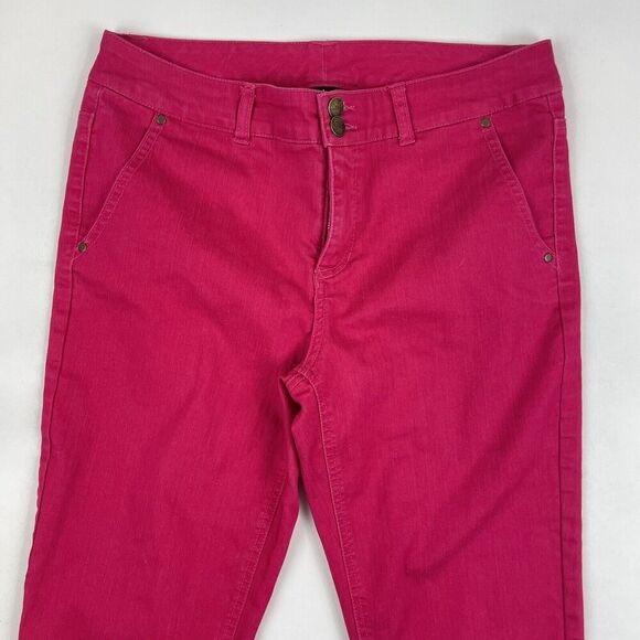 Style & Co. Dark Pink Denim Capri Pants Sz 8 Cotton Blend Stretch Studded Pocket - Picture 3 of 7